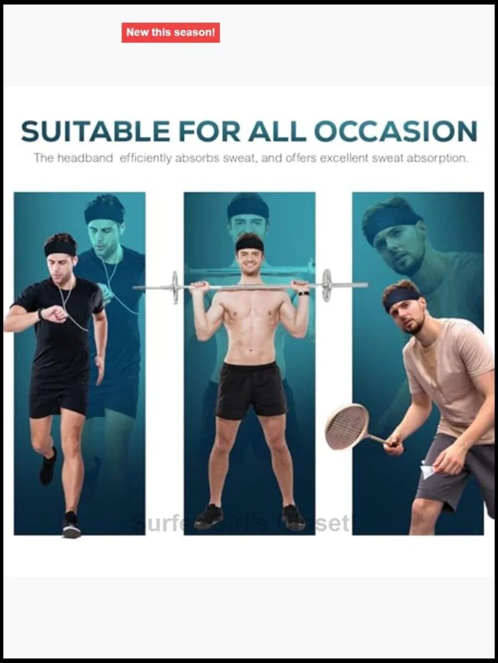 Moisture Wicking Sport Headband Pack of 5 Running Sweatband